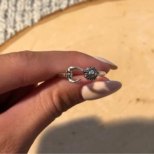 Moon and sun silver ring